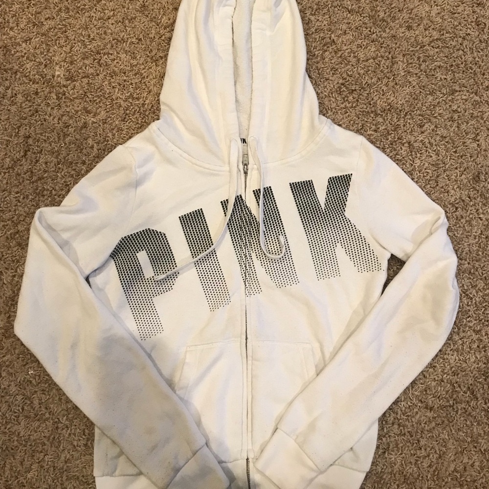 Pink white zip up